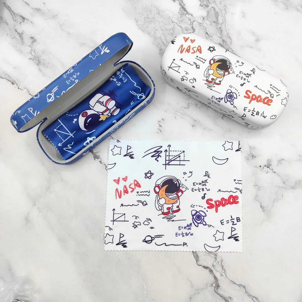 New Large Frame Glasses Case Digitally Printed Iron Box Cartoon Pattern Astronaut Myopia Glasses Case Printed Glasses Cloth