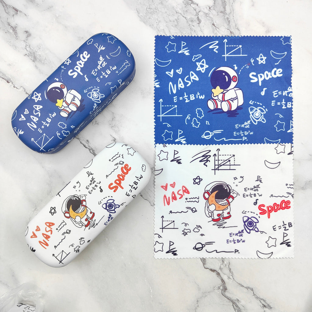 New Large Frame Glasses Case Digitally Printed Iron Box Cartoon Pattern Astronaut Myopia Glasses Case Printed Glasses Cloth